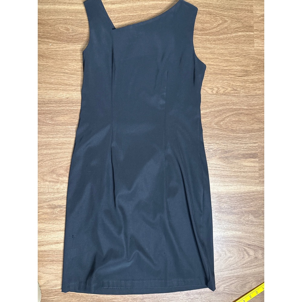 I.N. Studio Womens Black Asymmetrical Neckline Sleeveless Sheath Dress Size 8